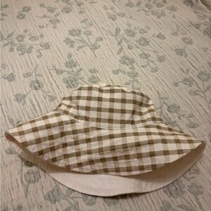 Kids Checkered Bucket Hat - Brown and White